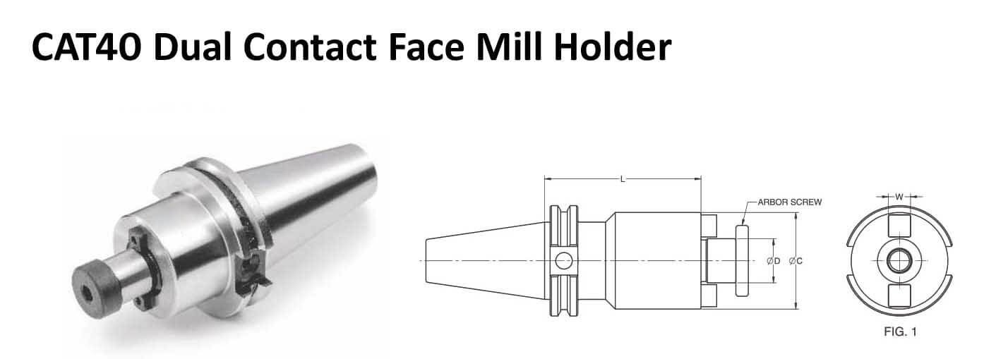 CAT40 FMH 1.250 - 2.00 Face Contact Face Mill Holder (Balanced to 2.5G 25000 RPM)